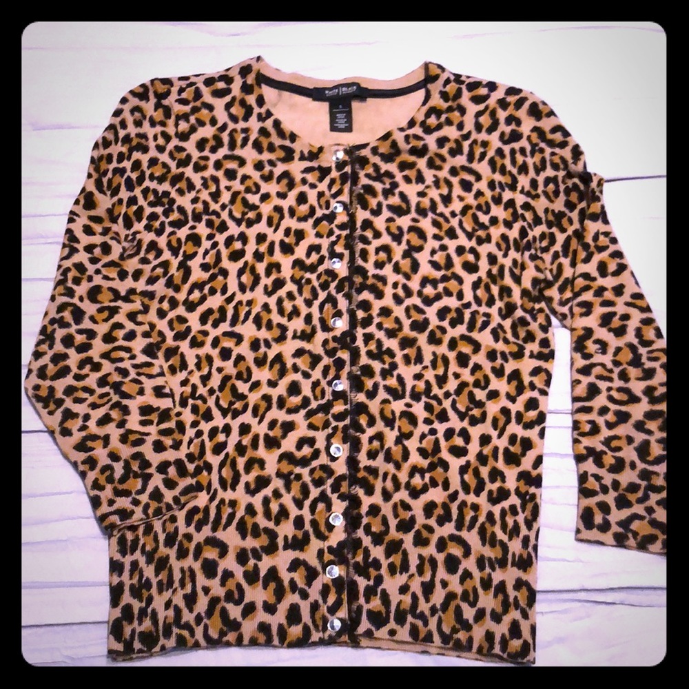 Whbm Leopard Print Snap Cardigan - image 1